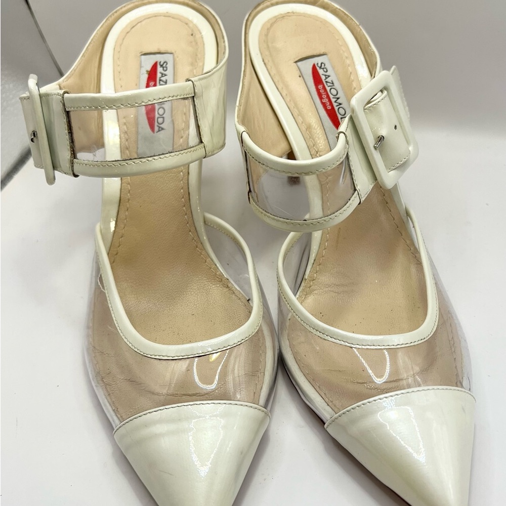 Retro White Mule Heels Made in Italy